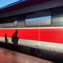 Two Shadows on Red